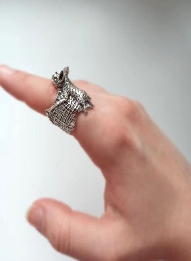 LRGKMCWTOB Vintage Knuckle Rings Set Stackable Finger Ring Halloween Bat Finger Ring Open Adjustable Black Punk Wing Ring Gothic Finger Band Cosplay Accessories (Silver) - Image 2